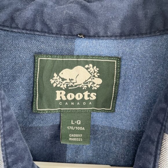 Roots Blue and White Plaid Casual Button Down Shirt - Picture 4 of 7